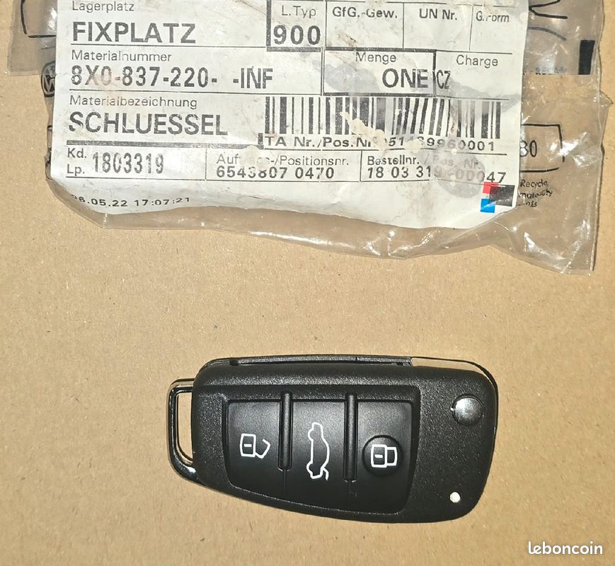 Coque Clé Compatible Audi A1 A3 A4 Q5 Etc. - 3 Boutons Avec Lame - Remplacement Boîtier Usé