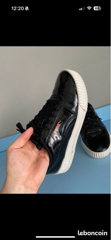 Puma Sneakers Puma Suede Vernis Noir Baskets Puma Suede Vernis