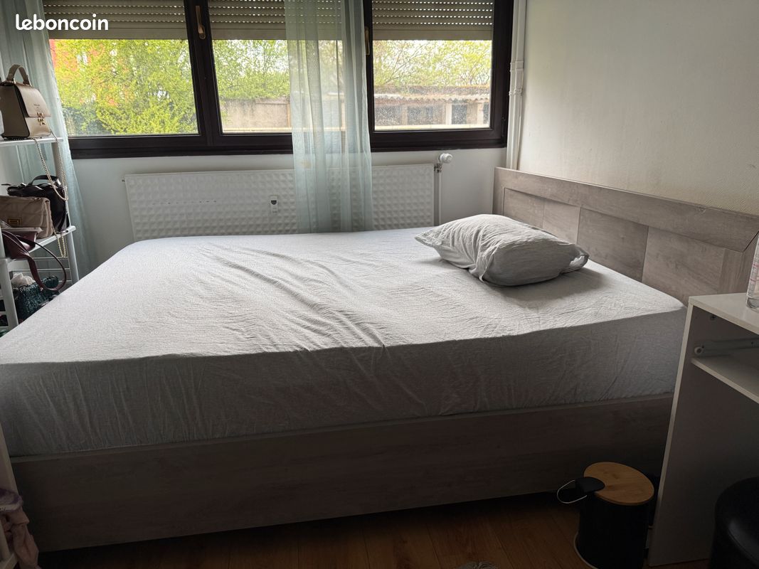 Lit 160*200+ sommier + matelas+ housse + protège matelas (image 3)