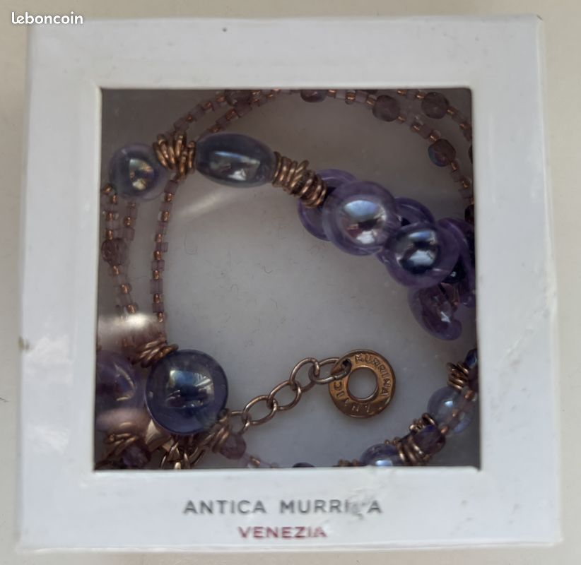 Parure bijoux en verre de Murano collier et boucles d'oreille (image 7)