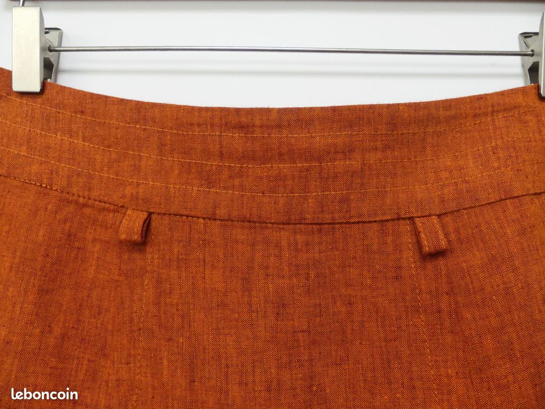 Jupe En Lin Orange Pia Jessen – Taille 38 – Neuf Sans étiquettes – Style évasé