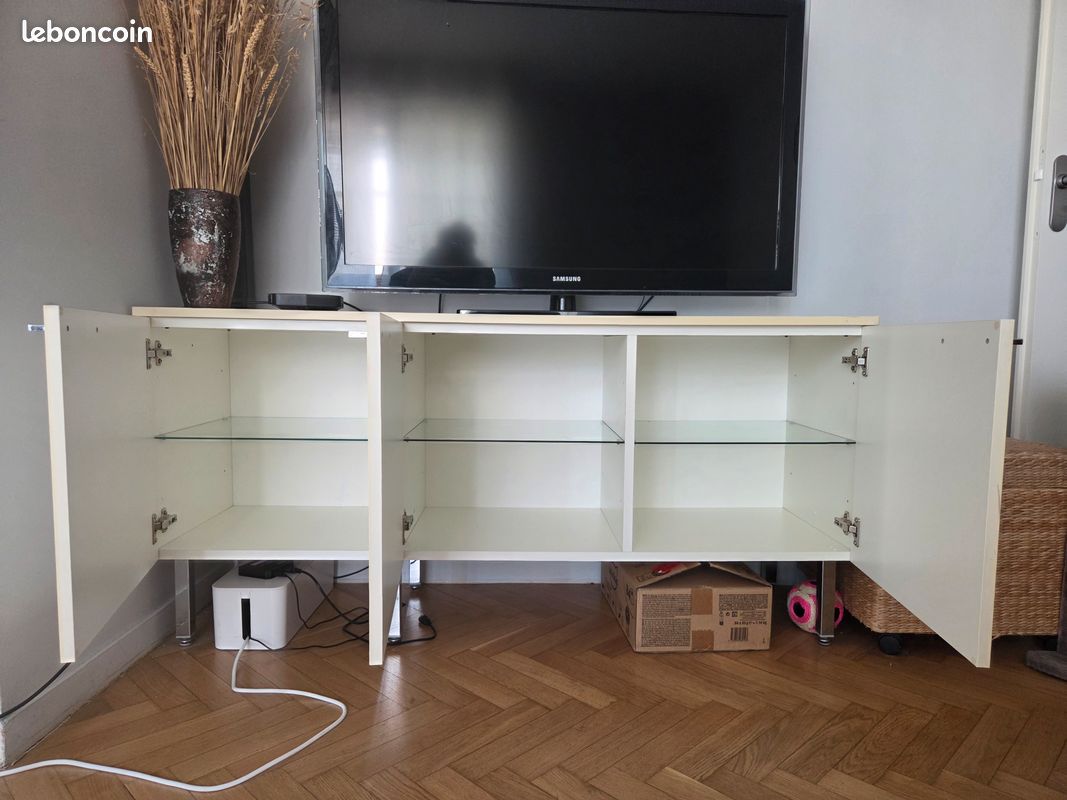 Meuble bas blanc 150 cm (image 2)