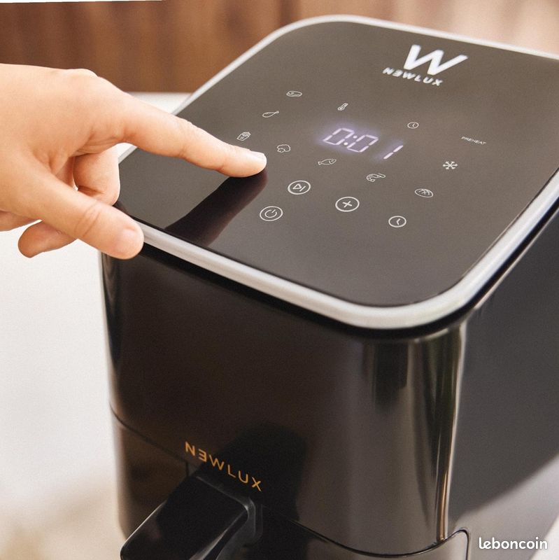 NEWLUX - Friteuse sans huile 2 l Air Power V20 (1200 W) avec 8 programmes et panneau LED tactile. Friteuse à air 2 l (jusqu'à 230 ℃) pour 2 personnes avec application de recettes sans PFOA | Noir (image 4)