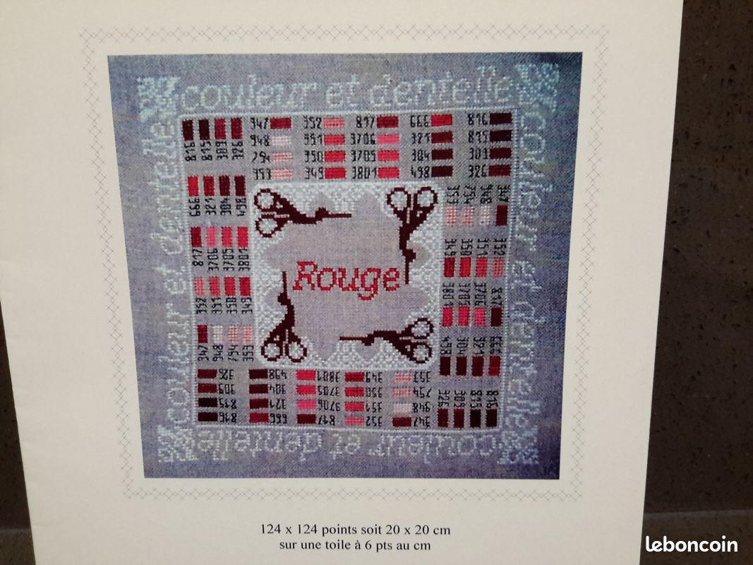 GRILLE neuve point de croix - Sampler des couleurs DMC, dentelle rouge - I. Vautier (image 1)