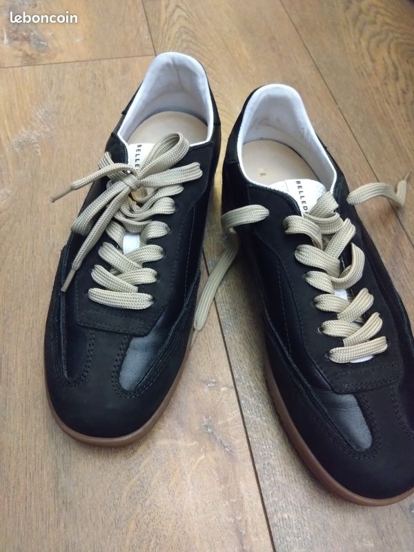 Baskets style bowling Belledonne cuir T 40 comme neuves boîte d’origine noir (image 3)
