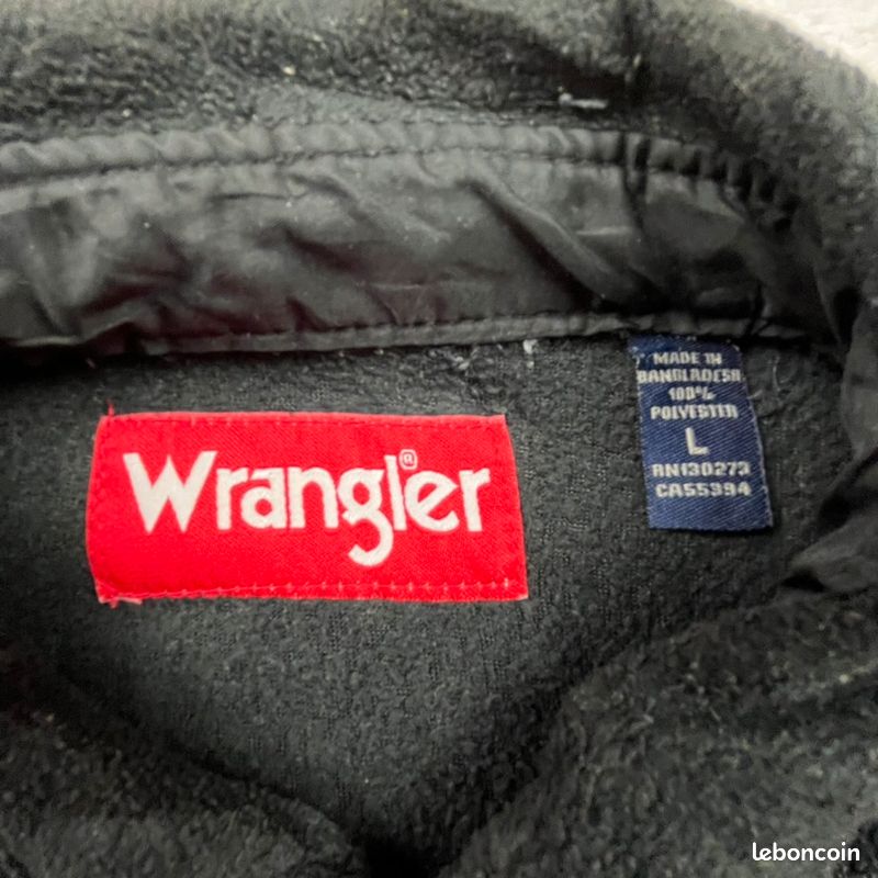 456 Wrangler sur Chemise polaire Noire Oversize Vintage Taille L (image 2)