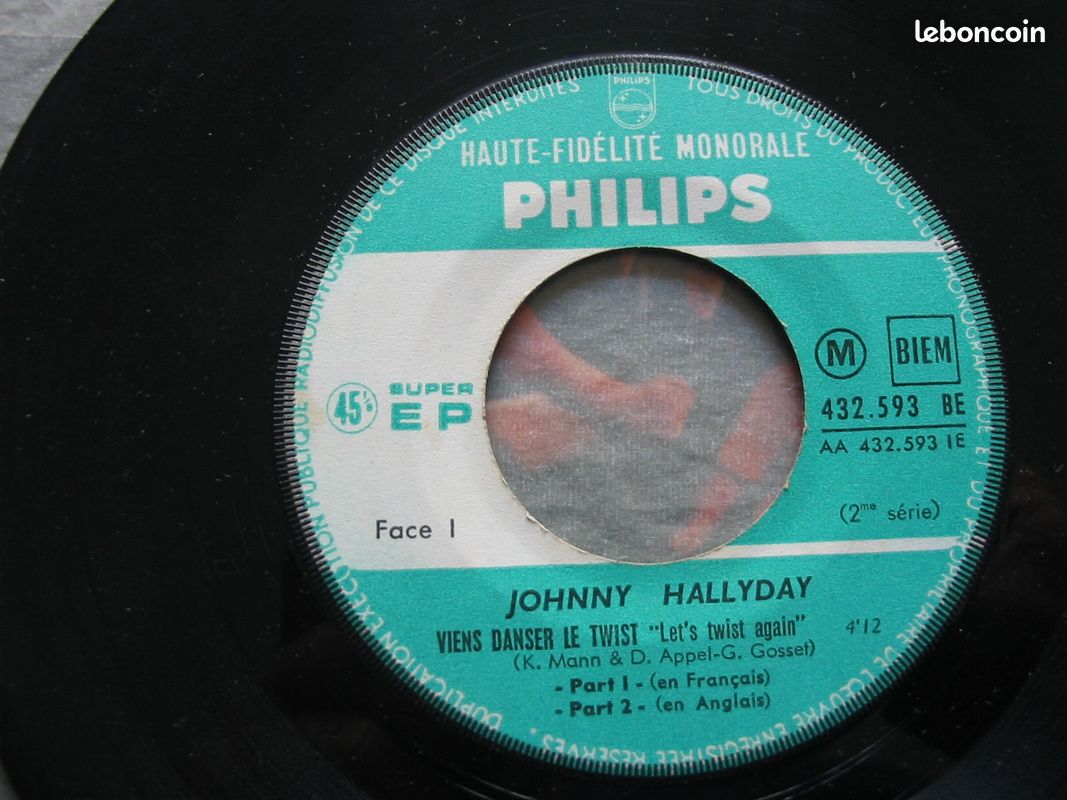 Johnny Hallyday Viens danser le twist Vinyle 45 tours (image 3)