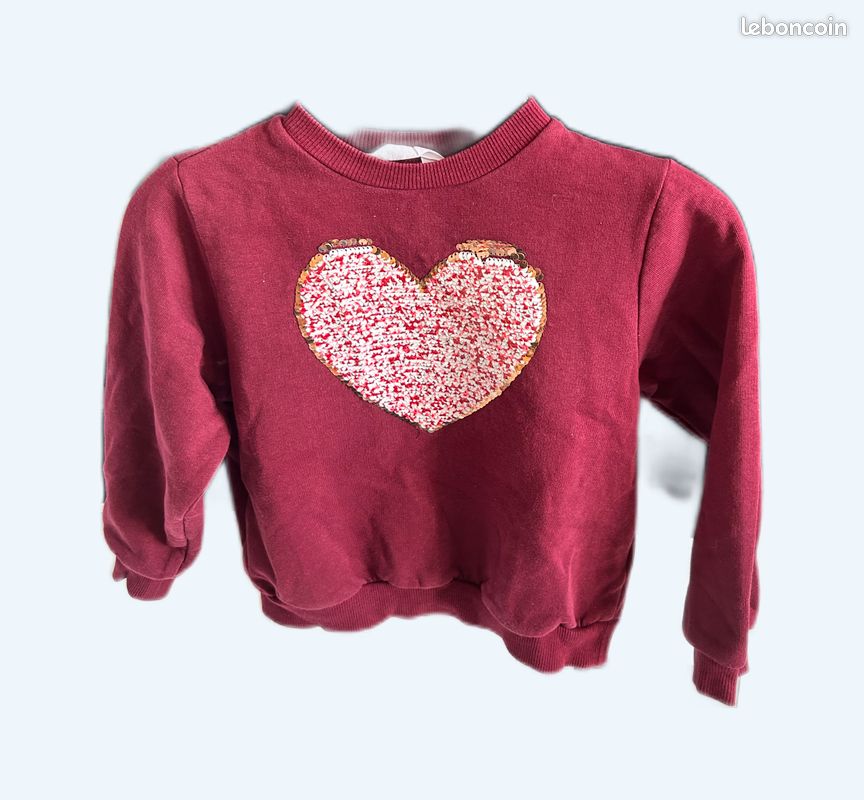 Sweat bordeau H & M 3/4 ans 104 cm (image 1)