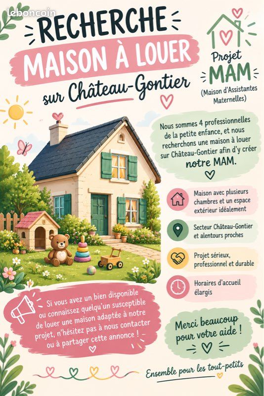 Maison 6 pièces 100 m² · à Château-Gontier-sur-Mayenne · 100 m² · 1 000 €/mois