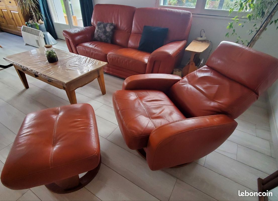 Canapé chauffeuse 3 places en chenille comfort (marron