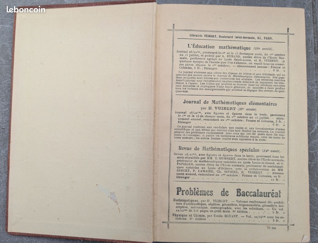 Livre ancien : Chimie Vuibert 1914 (image 3)