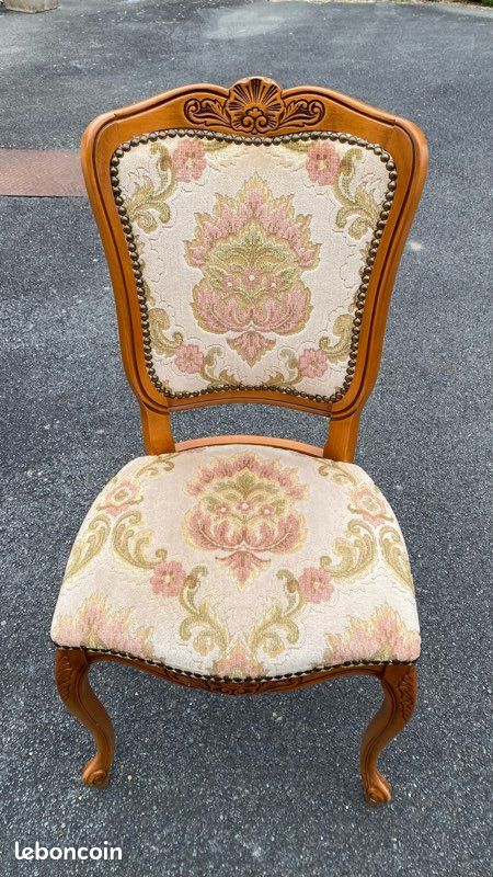6 Chaises merisier massif capitonnées (image 1)