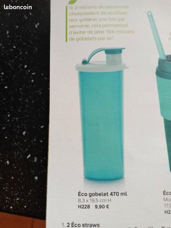 Lot De 2 Gobelets Réutilisables Tupperware 470ml - Bleus, Pour Boissons Froides, Neufs