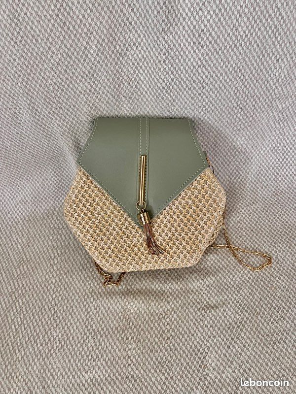 🌞 Sac à main en paille et cuir kaki pour un style bobo chic jamais porté (image 16)