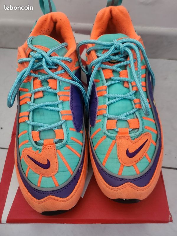 Chaussure Nike Air Max 98 Orange Bleu Baskets Nike Air Max 98