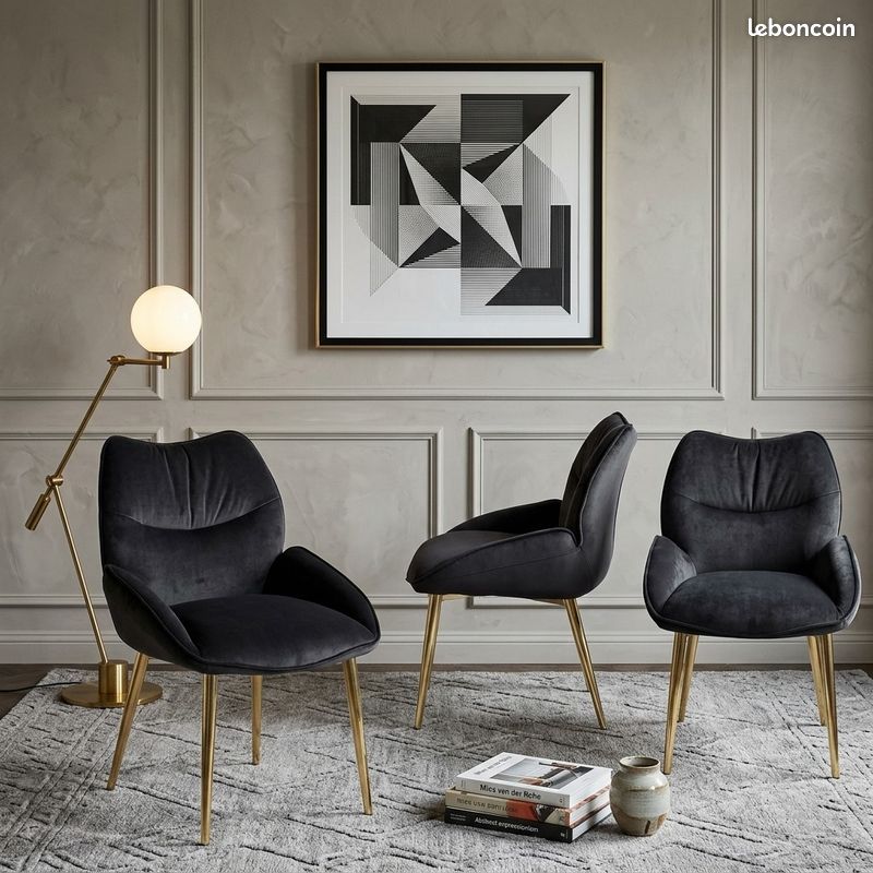 Lot de 4 Chaises en Velours Style Scandinave / Chic (image 3)