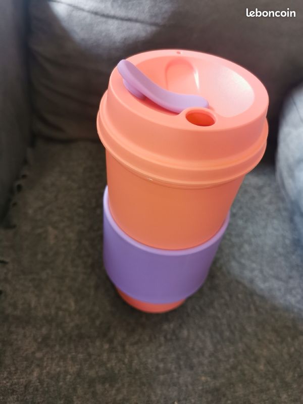 Eco mug 490 ml saumon et violet tupperware neuf (image 1)