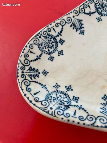 ANCIEN PETIT PLAT Ravier Decor carreaux bleu faïencerie nouvelle de Givors Déco EUR 18,00 - FR
