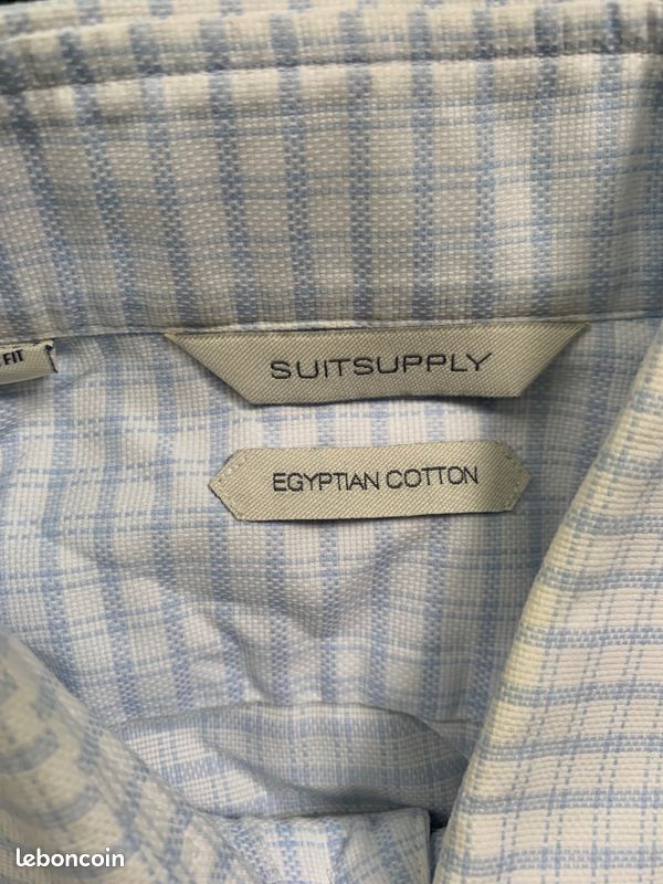 Chemise Suitsupply blanche à carreaux bleus neuve sans étiquette (image 9)