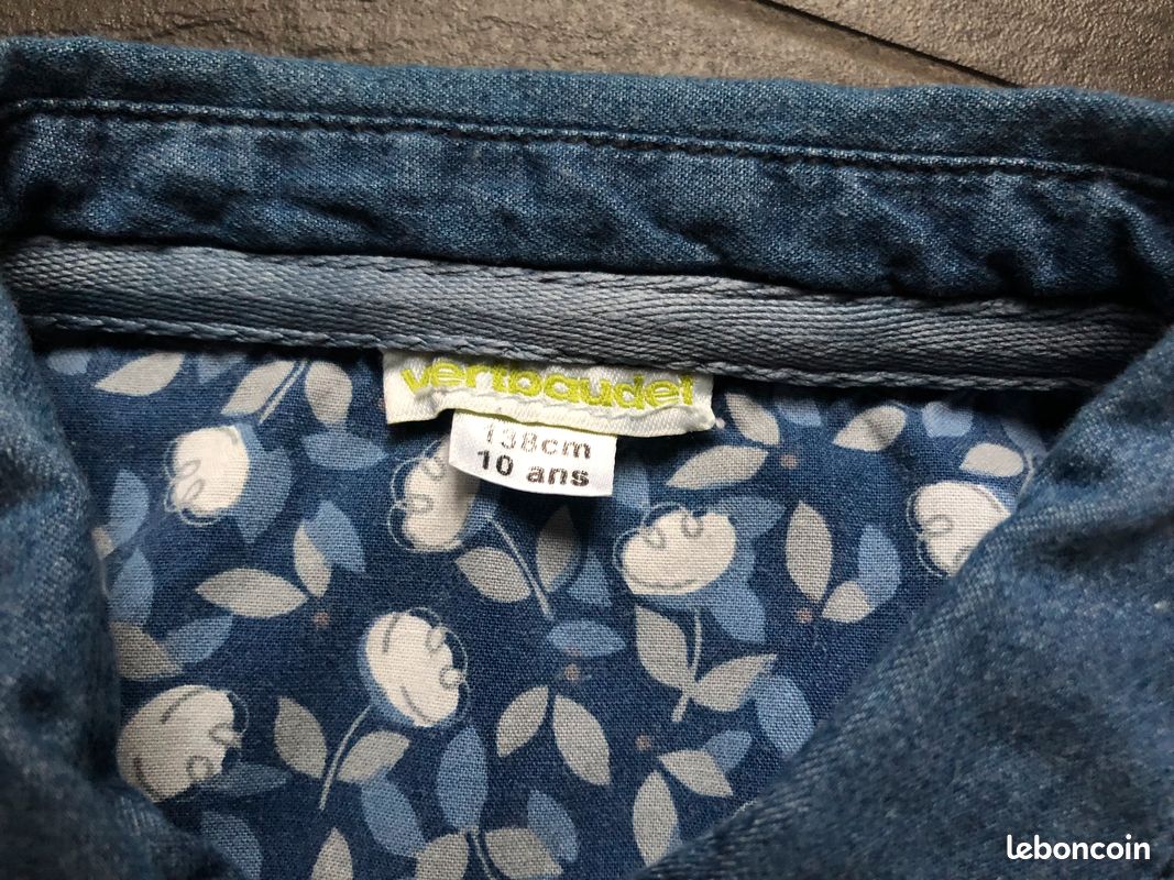 Chemise jeans bleu 10 ans Vertbaudet coton (image 4)