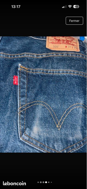 Jean Levi's 505 Regular Fit Bleu Brut – W34 L29 (Made in Mexico) (image 4)