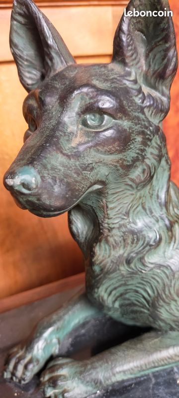 Sculptures En Régule, Sculpture Avec Deux Chiens, Art Déco Sculpture