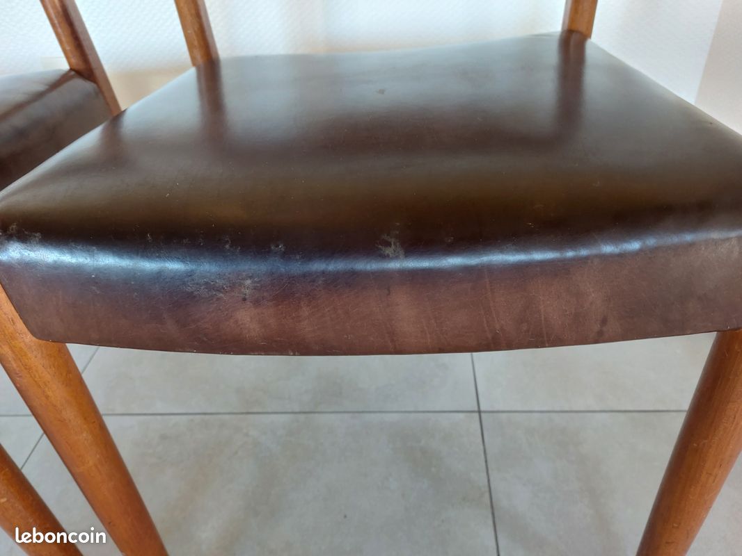 2 chaises Fristho Franeker, scandinaves, teck et cuir (image 13)
