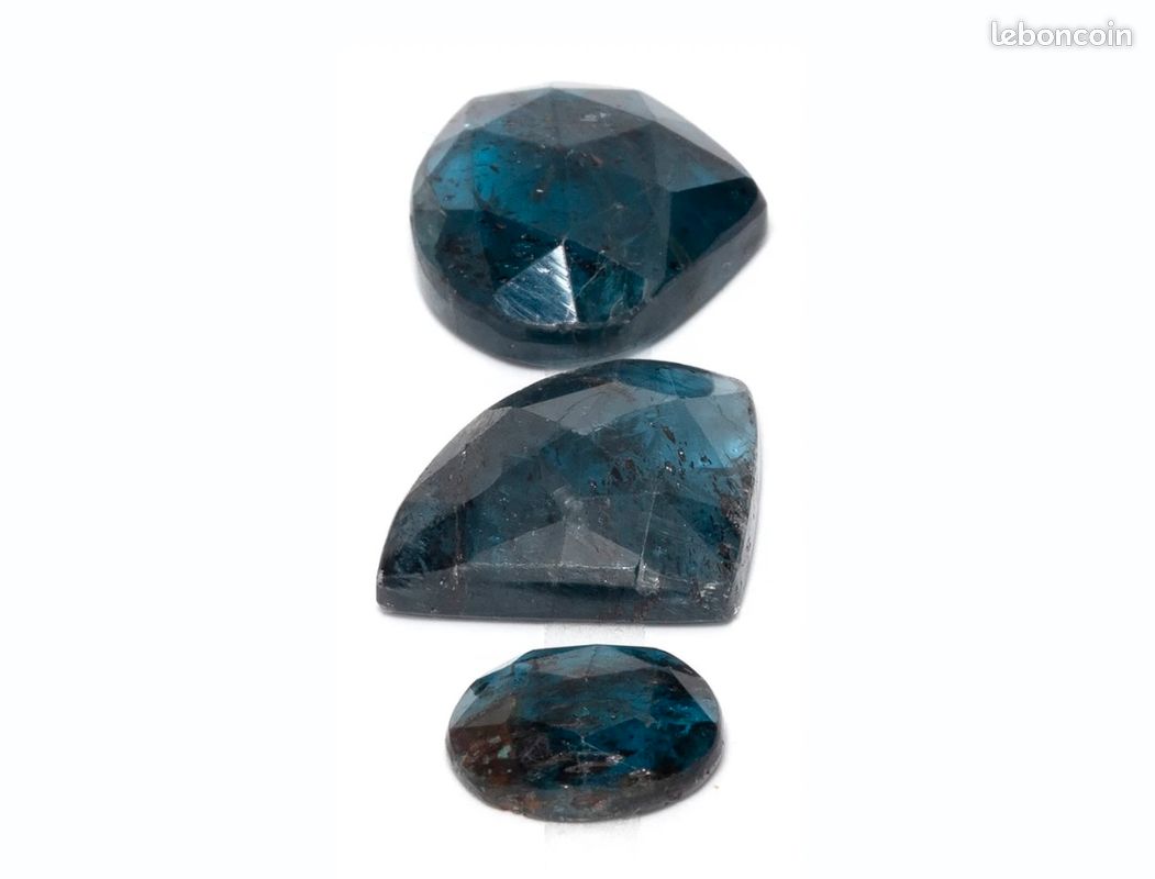 3 cabochons de cyanite pierre de gemme naturelle bleu occlusions loisir créatif bijou facettes bleu profond naturelle (image 7)