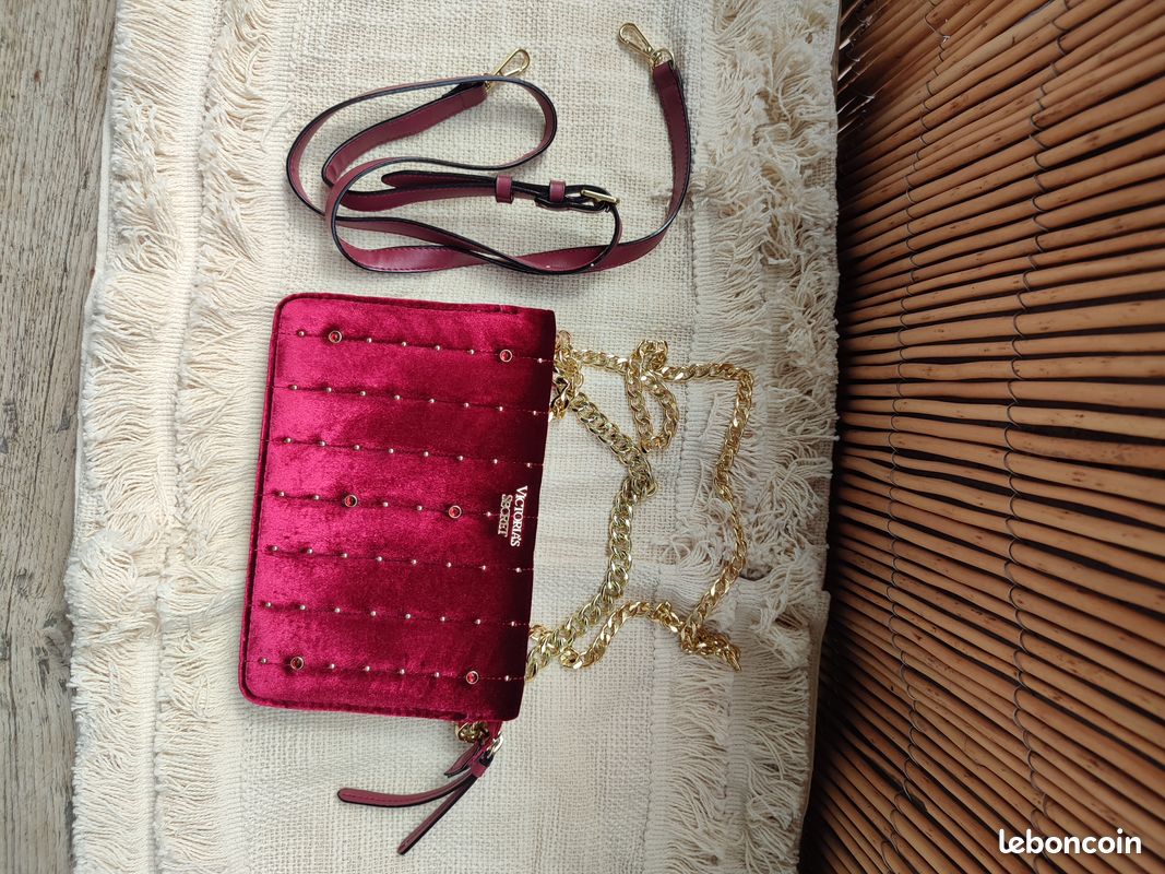 Sac bandoulière Victoria's Secret en velours bordeaux
