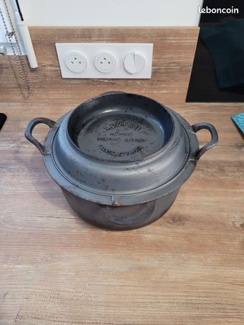 Cocotte En Fonte Cousances Doufeu 27cm – Vintage Made In France, Couleur Orange