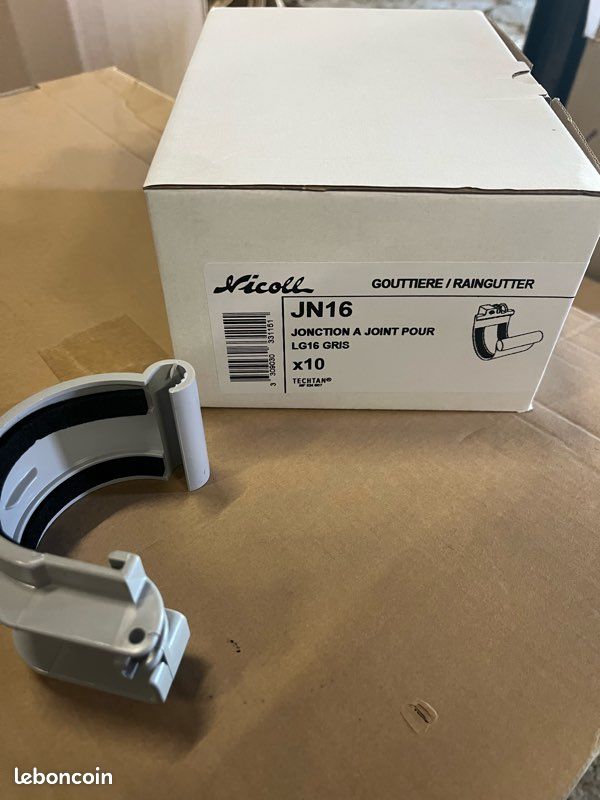Jonction à joint pour gouttière, gris, Nicoll, Boîte de 10 (image 1)