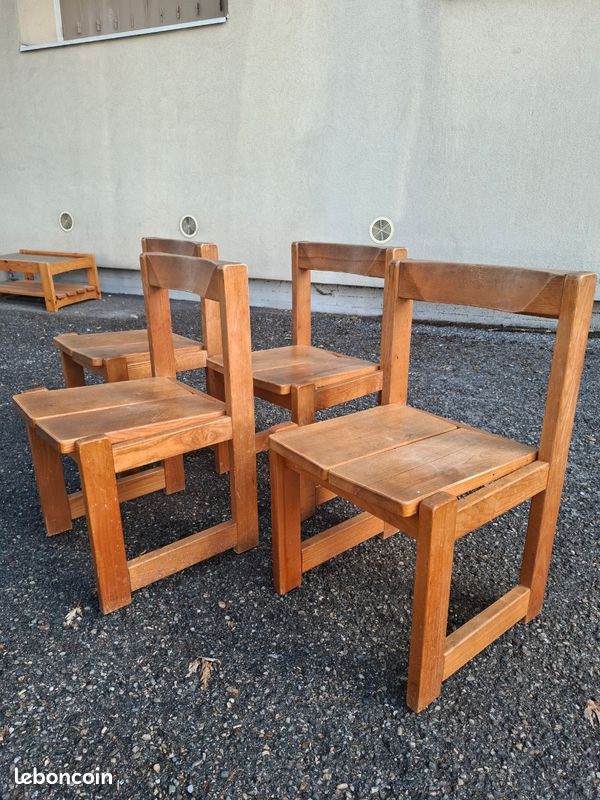 Chaises bois vintage chalet montagne (image 4)