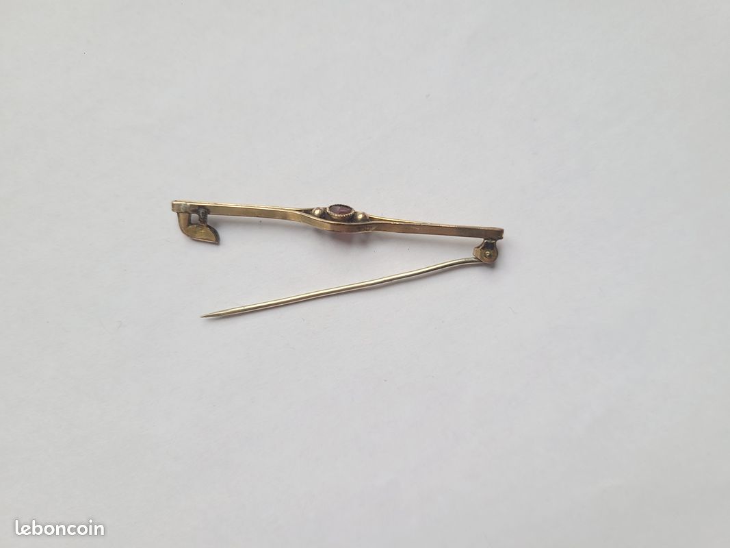 Broche Ancienne Barrette Camée Plaqué Or - Style Art Déco France - État Bon