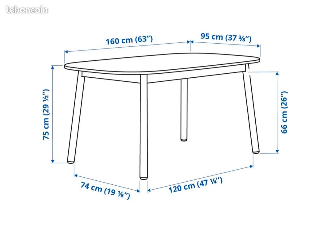 Table noire Vedbo 6 personnes (image 4)