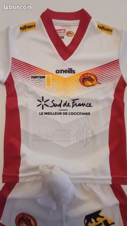 Maillot Catalans Dragons ISC – Homme, Rouge, Petite Coupe Catalane, Perpignan, Neuf