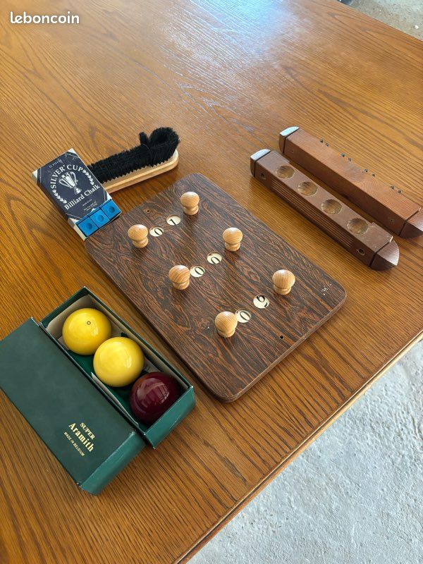 Billard français avec plateau transformable en table bois massif (image 4)