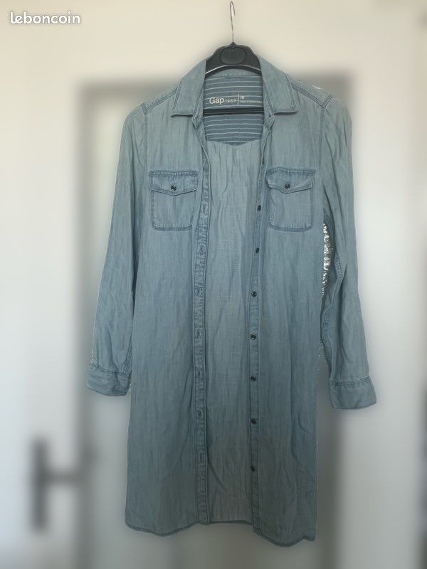Chemise longue en jean GAP (image 1)