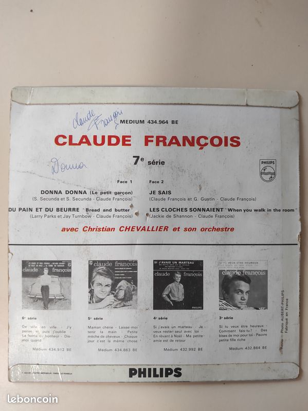 Disque 45t claude françois donna donna (image 2)