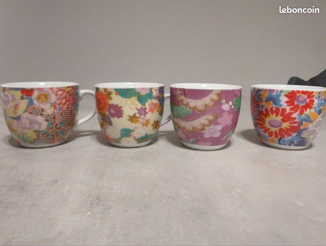 Lot de 6 tasses à café expresso motif japonais et soucoupes (image 2)