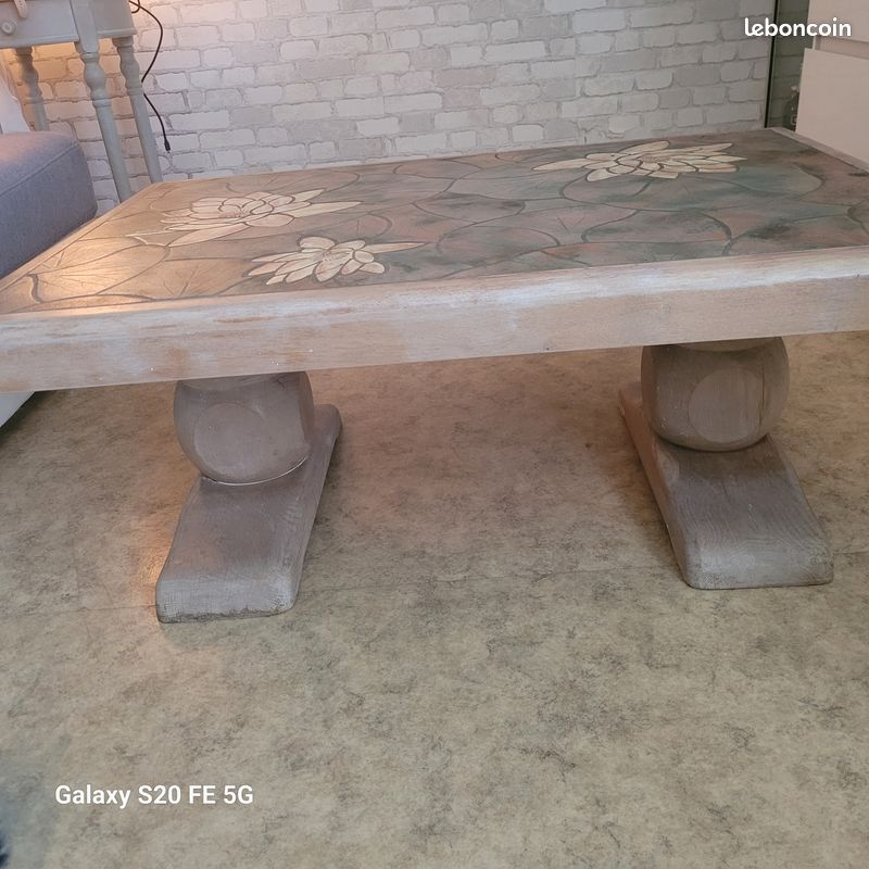 Table basse carrelage et bois massif (image 7)