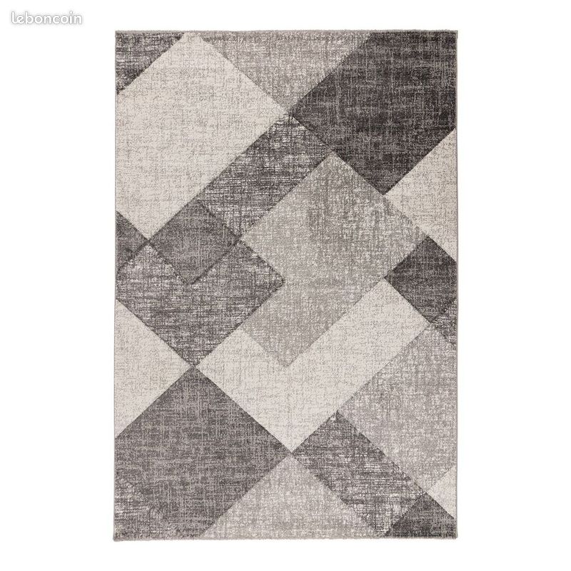 Tapis moderne géométrique effet 3D Diano Argenté 120x170 (image 1)