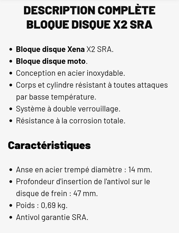 Bloque Disque Moto - Xena X2 SRA Acier