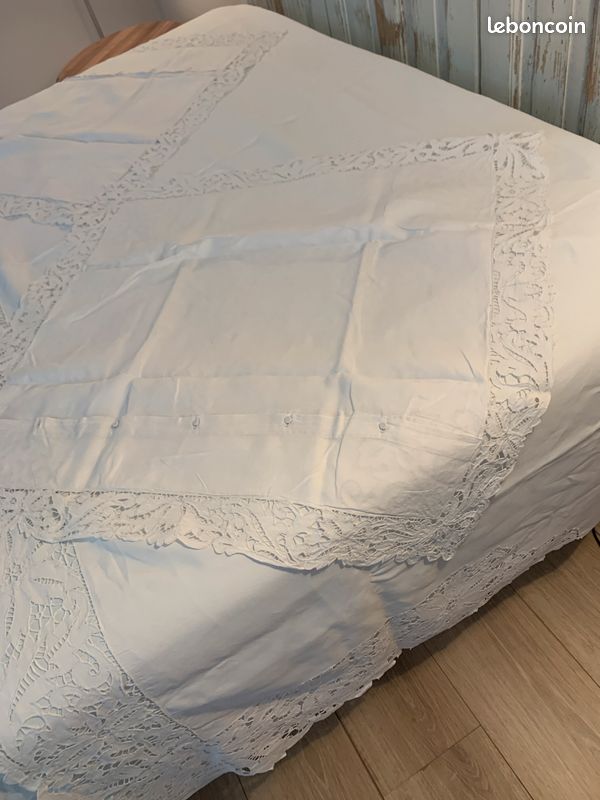 Ancien drap et taie pour lit d'enfant - Le Grenier de Lisette