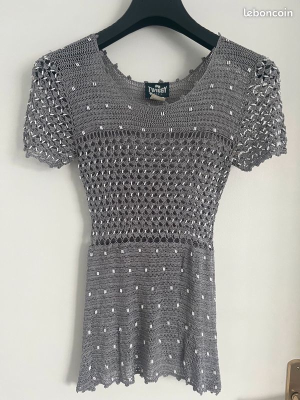 T-shirt en maille gris (image 1)