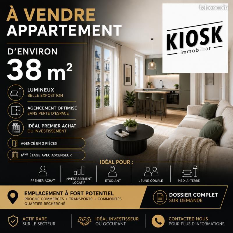Appartement 2 pièces 38 m² · à Paris · 38 m² · 440 000 €