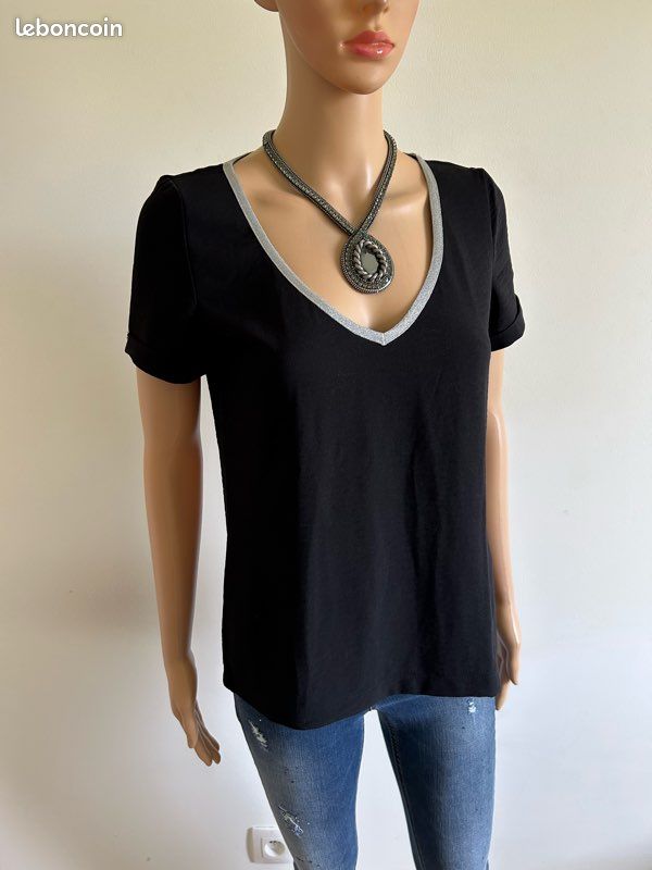 Blouse Morgan Noire Et Argentée Taille 36 - Neuve Sans étiquettes, Jamais Portée