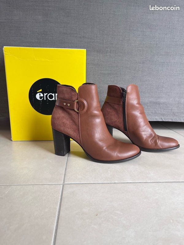 Bottines camel en cuir avec anneaux doré Eram taille 41 (image 1)