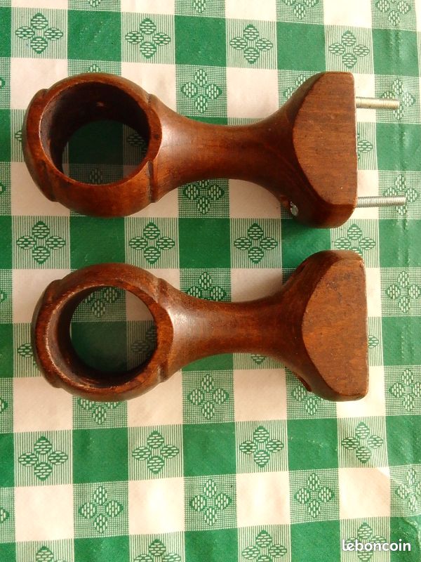 Lot 2 embases en bois marron foncé pour doubles-rideau pour doubl (image 1)