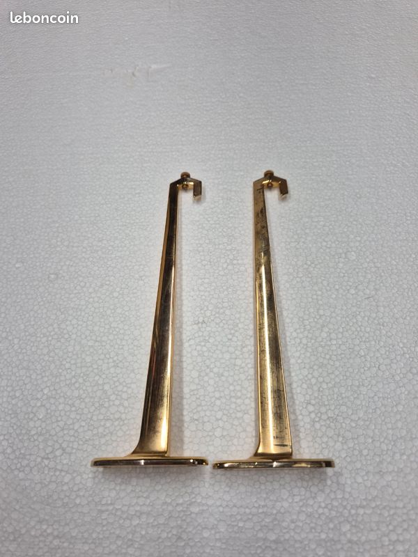 Paire supports taquets étagère en verre laiton doré brillant 16cm (image 4)