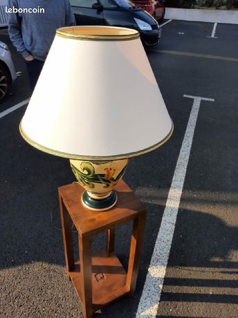 Pied De Lampe Vintage Ida Bellini – Faïence Vernissée – Décor Fleurs Cloisonné – Art Déco